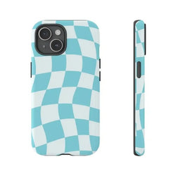 Blue Wavy Checkered Case - P0649S - case - Jelly Cases