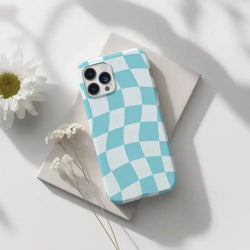 Blue Wavy Checkered Case - P0661S - case - Jelly Cases