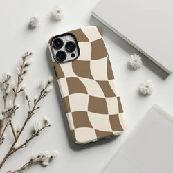 Brown Wavy Checkered Case - P0530S - case - Jelly Cases