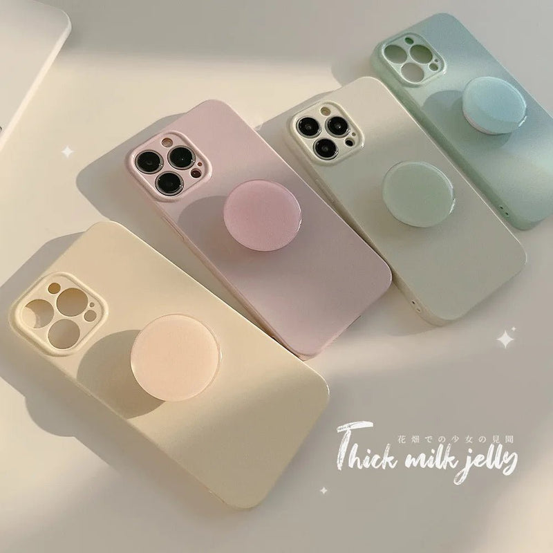 Candy Color Case with Holder - 1005005655223147 - White - CHINA - For iPhone14 Pro Max - Phone Case - Jelly Cases