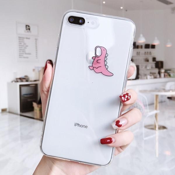 Cartoon Dinosaur Case - 24237201 - pink - for - iphone - 6plus - 6sp - case - Jelly Cases