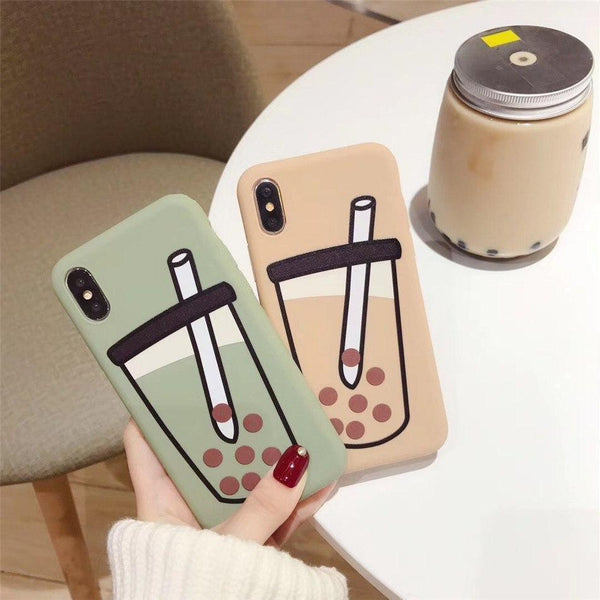 Cartoon Milk Tea Case - 24343727 - ac4308 - green - for - iphone - xs - max - case - Jelly Cases