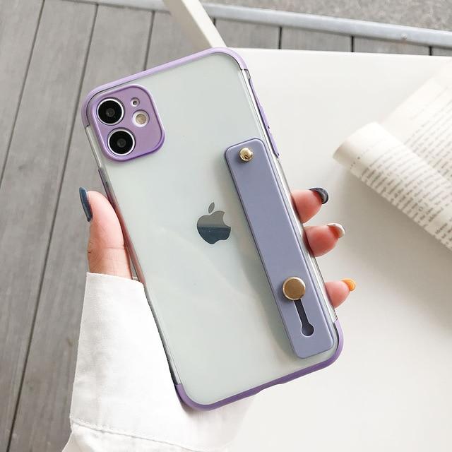 Clear Candy Case + Wrist Strap - 40022789 - for - iphone - se - 2020 - purple - case - Jelly Cases