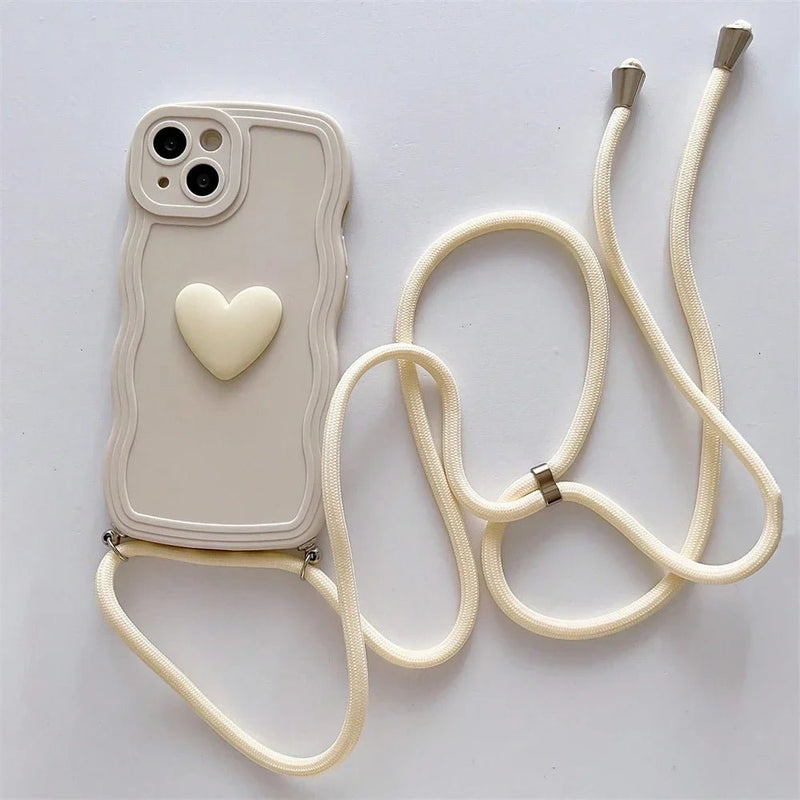 Crossbody 3D Love Heart Wave Case - P0365S - Jelly Cases