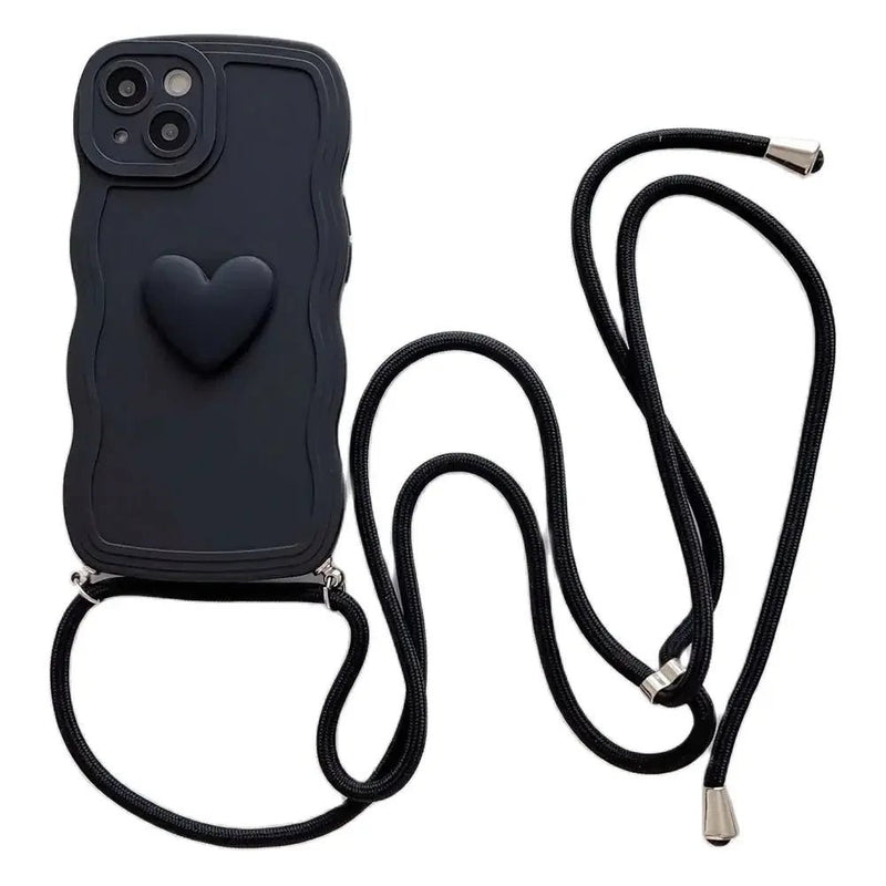 Crossbody 3D Love Heart Wave Case - P0365S - Jelly Cases