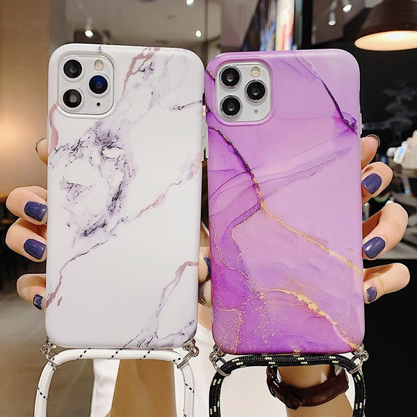 Gradient Marble Necklace Case - CH0188 - GN12PM - case - Jelly Cases