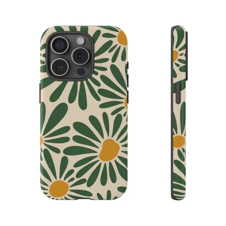 Green Retro Floral Case - P0501S - iPhone Case - Jelly Cases