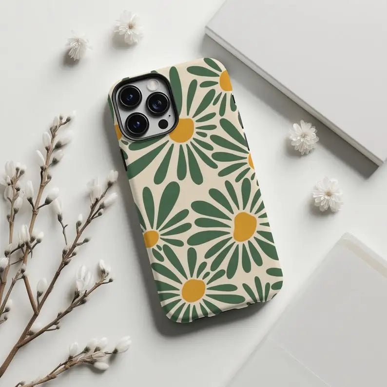 Green Retro Floral Case - P0505S - iPhone Case - Jelly Cases