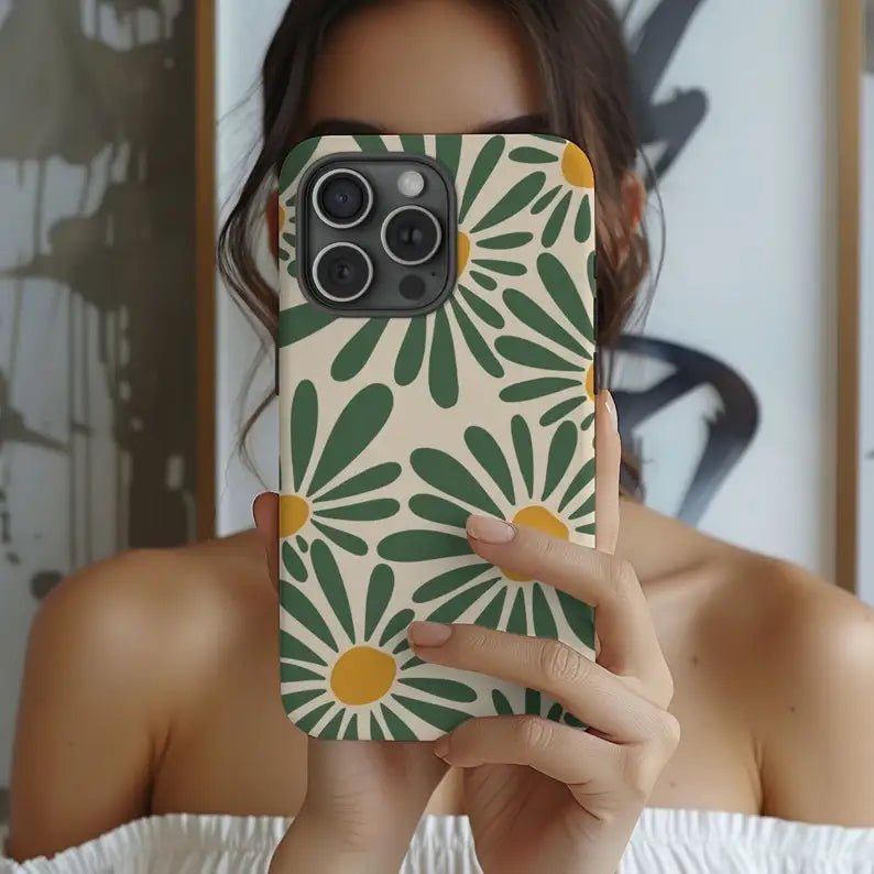 Green Retro Floral Case - P0505S - iPhone Case - Jelly Cases