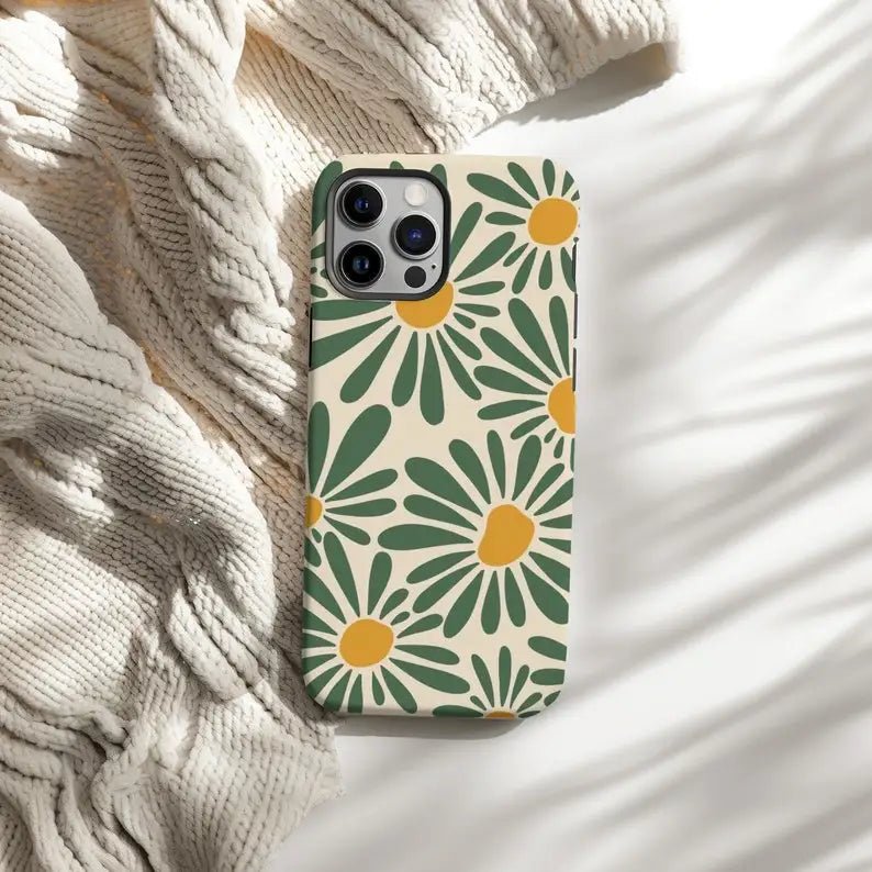 Green Retro Floral Case - P0505S - iPhone Case - Jelly Cases