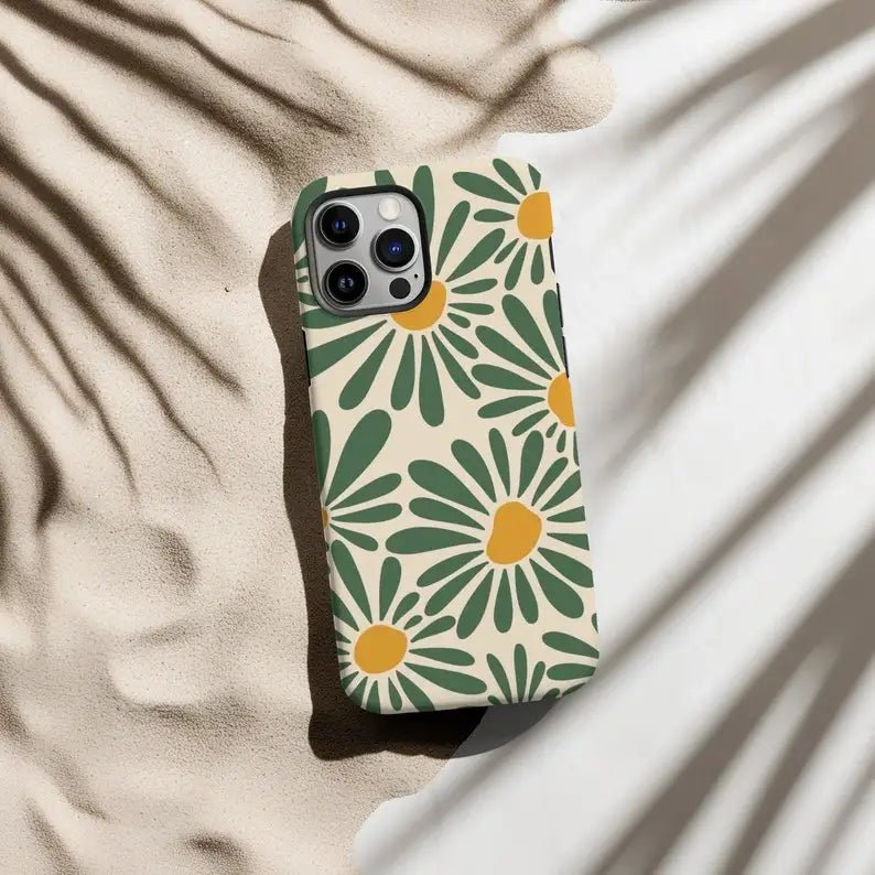 Green Retro Floral Case - P0505S - iPhone Case - Jelly Cases