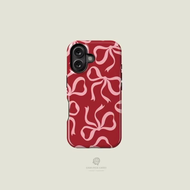 Pink Bows Red Case - P1353S - iPhone Case - Jelly Cases