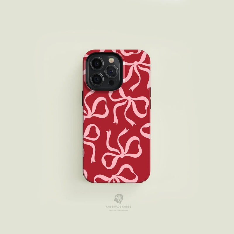 Pink Bows Red Case - P1354S - iPhone Case - Jelly Cases