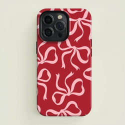 Pink Bows Red Case - P1354S - iPhone Case - Jelly Cases