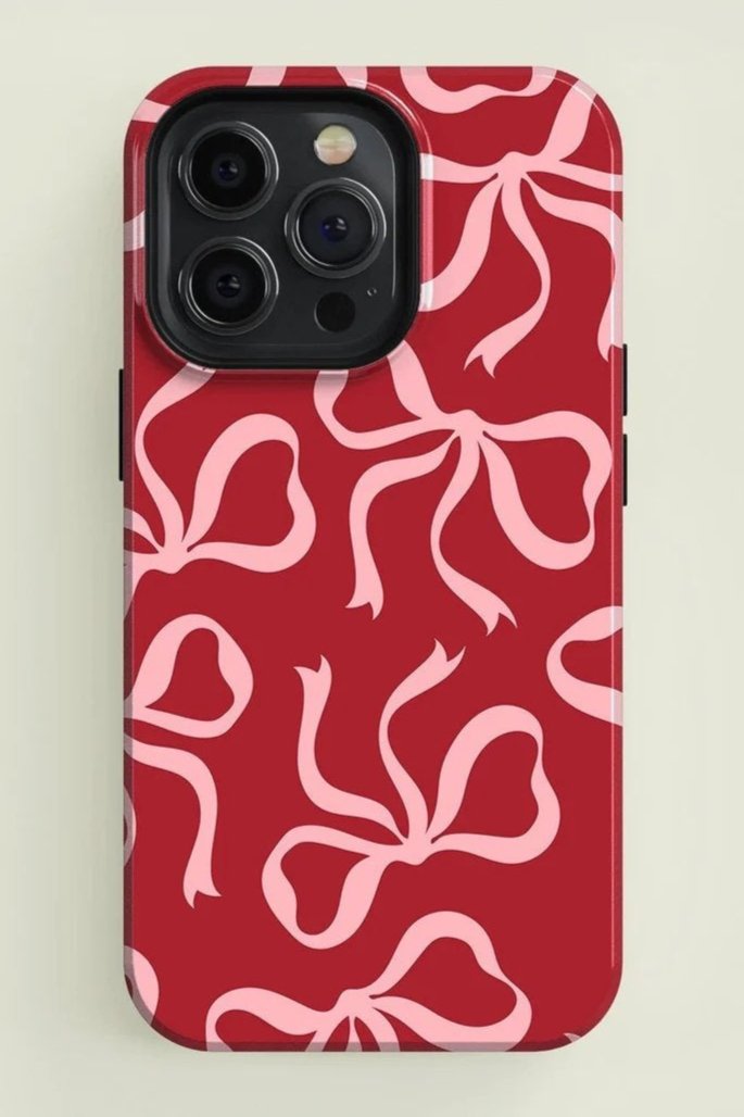 Pink Bows Red Case - P1357S - iPhone Case - Jelly Cases