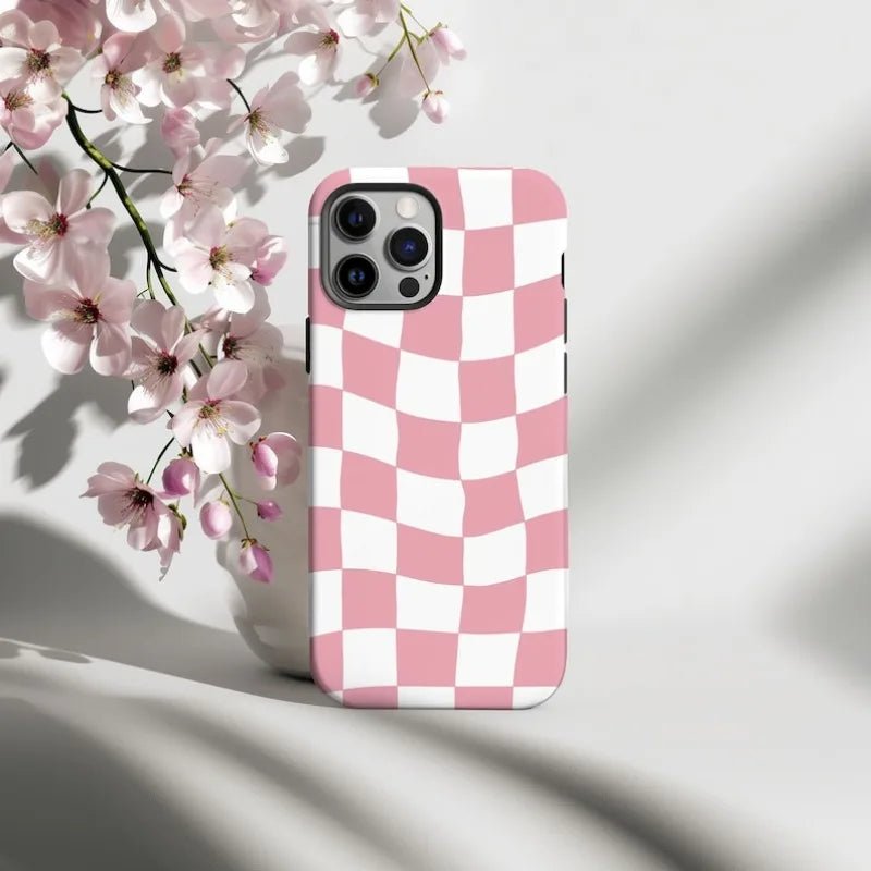 Pink Wavy Checkered Case - P0648S - iPhone Case - Jelly Cases