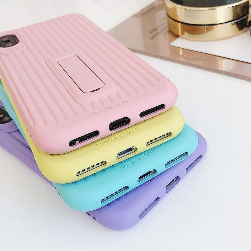 Stripe Candy Colors With Stand - 18445268 - yellow - for - iphone - 6plus - 6sp - Jelly Cases