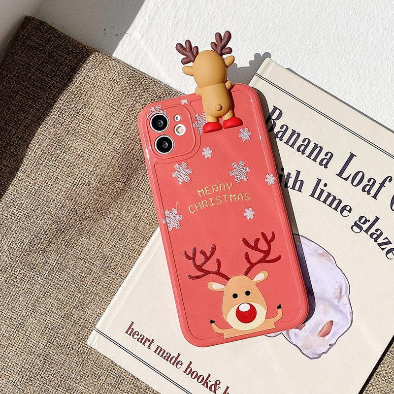 3D Christmas Deer Case-CH2175-GNX/XS-case-Jelly Cases