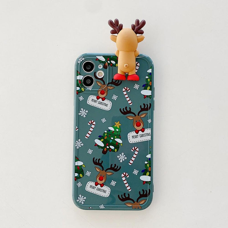 3D Christmas Deer Case-CH2175-RD7/8-case-Jelly Cases