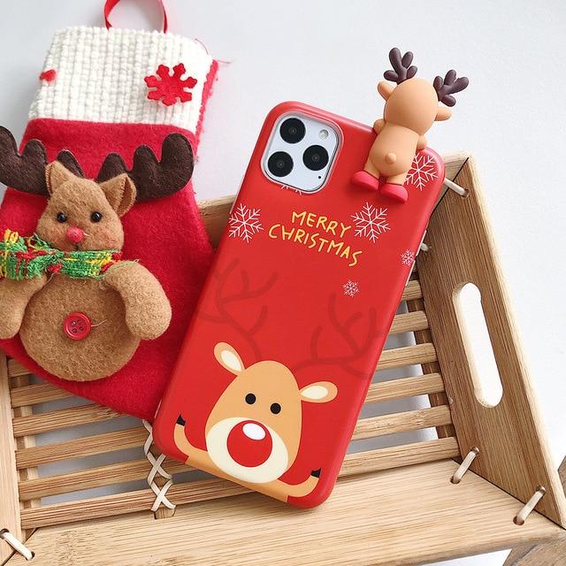 3D Christmas Reindeer & Snowman Case-CH2042-RD6SP-case-Jelly Cases