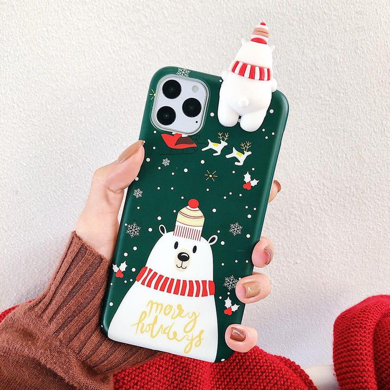 3D Christmas Reindeer & Snowman Case-CH2042-RD6SP-case-Jelly Cases