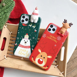 3D Christmas Reindeer & Snowman Case-CH2042-GN14PM-case-Jelly Cases
