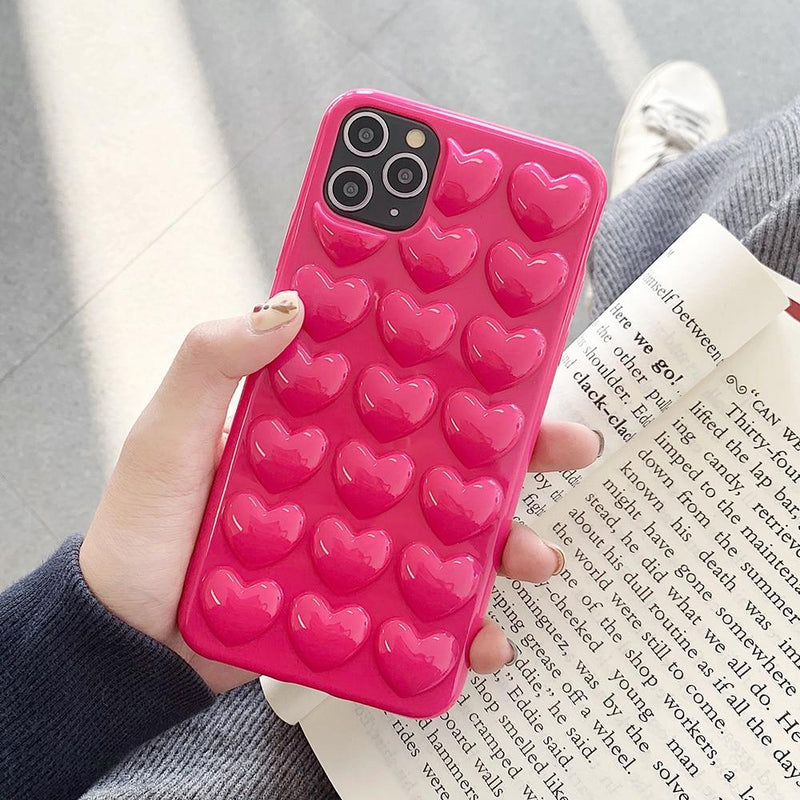 3D Love Heart Case-C2811-RD11PM-case-Jelly Cases
