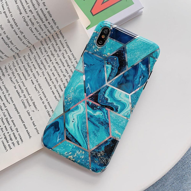 Blue Geometric Marble Case - Jelly Cases