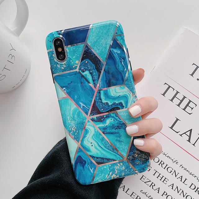 Blue Geometric Marble Case - Jelly Cases