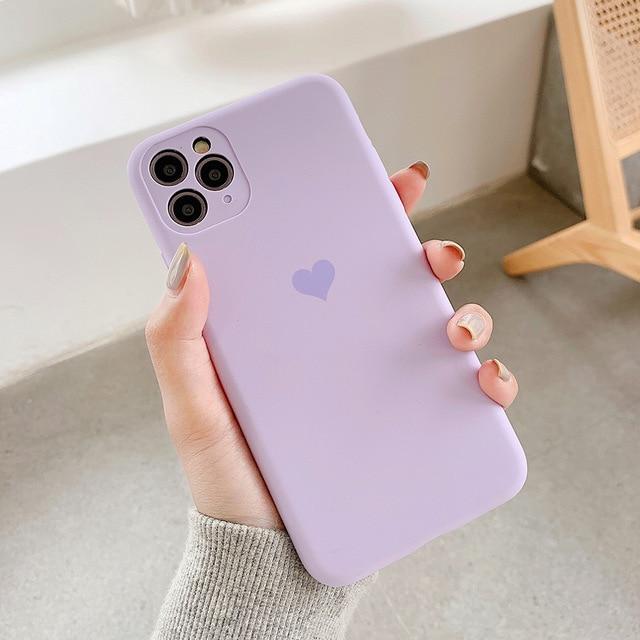 Candy Color Love Heart Case-34838450-for-iphone-7-or-8-light-purple-case-Jelly Cases