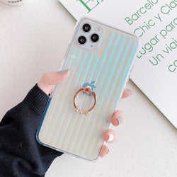Colorful Clear Stripes Case + Ring Holder - Jelly Cases
