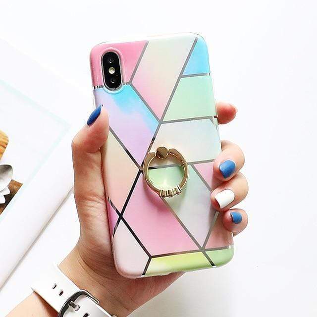 Colorful Marble Case + Ring Holder-C2886-11P-case-Jelly Cases