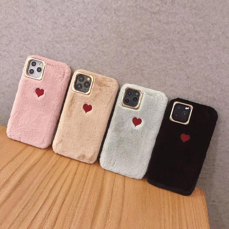 Cute Fluffy Heart Case - Jelly Cases