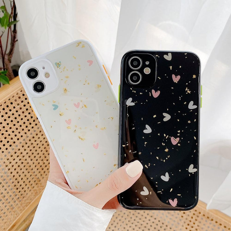 Cute Glitter Hearts Case - Jelly Cases