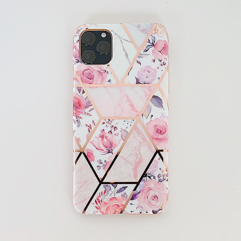 Geometric Pink Flower Case-C2989-6SP-case-Jelly Cases