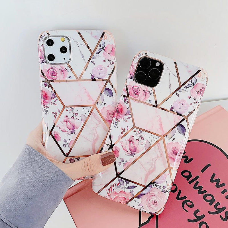 Geometric Pink Flower Case - Jelly Cases