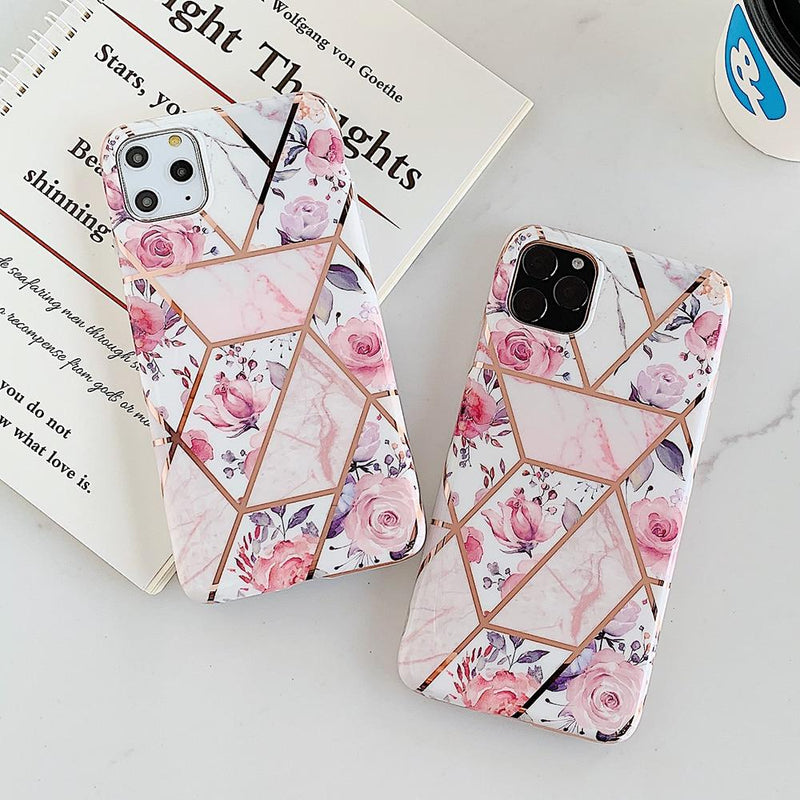 Geometric Pink Flower Case-C2989-6SP-case-Jelly Cases