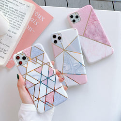 Geometric Splicing Marble Case - Jelly Cases