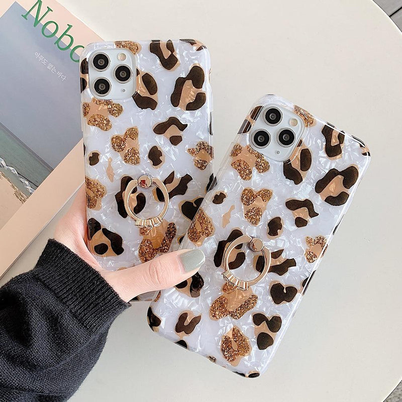 Leopard Print Dream Shell Case + Ring Holder-CH2019-11PM-case-Jelly Cases