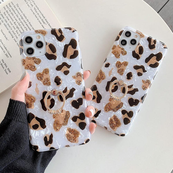 Leopard Print Dream Shell Case + Ring Holder-CH2019-14PM-case-Jelly Cases