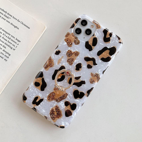 Leopard Print Dream Shell Case + Ring Holder-CH2019-14PM-case-Jelly Cases