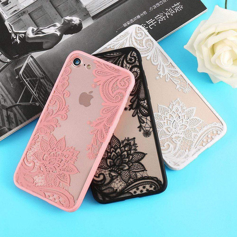 Luxury Lace Flower Case-C2962-BKX/XS-case-Jelly Cases