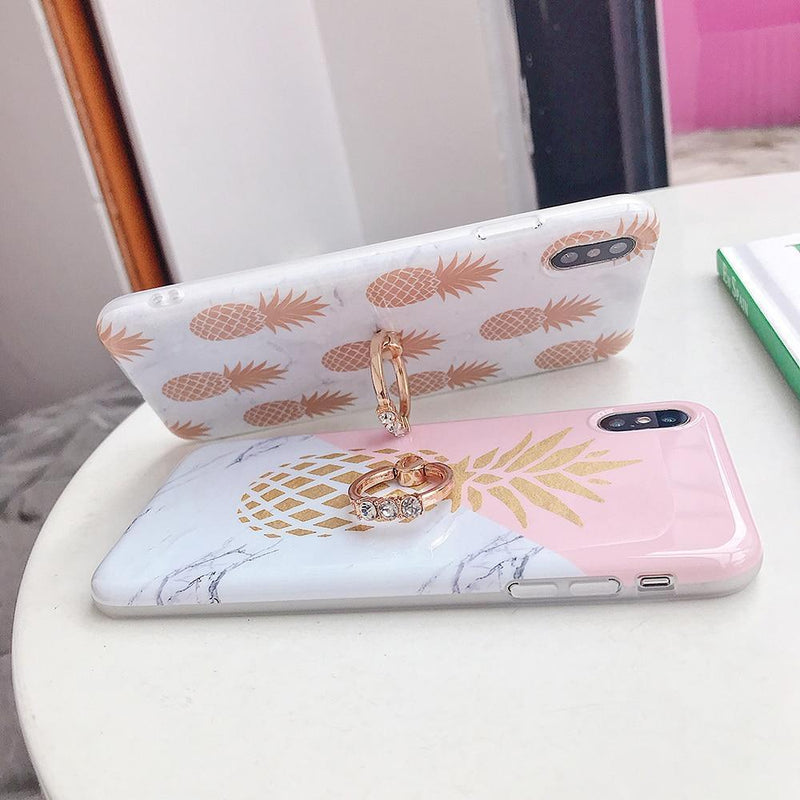 Pineapple Marble Case + Ring Holder-CH0180-S1-12PM-case-Jelly Cases