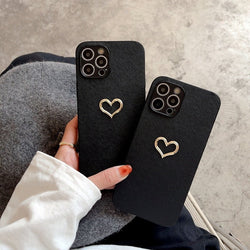 Shockproof 3D Gold Heart Case - Jelly Cases