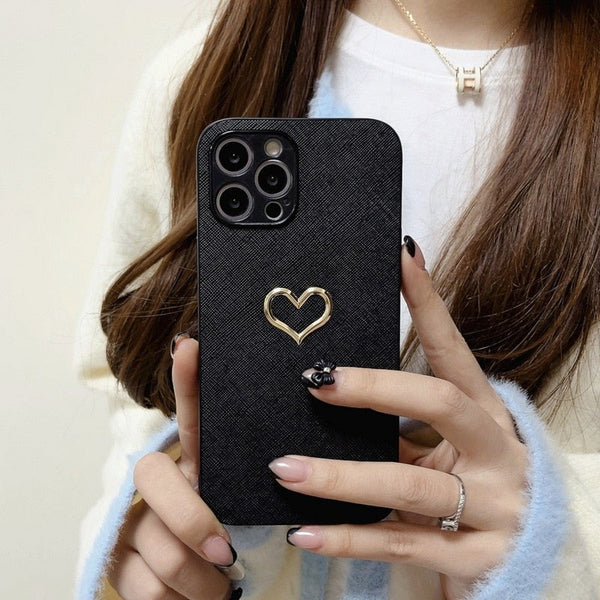 Shockproof 3D Gold Heart Case-CH2956-13PM-case-Jelly Cases